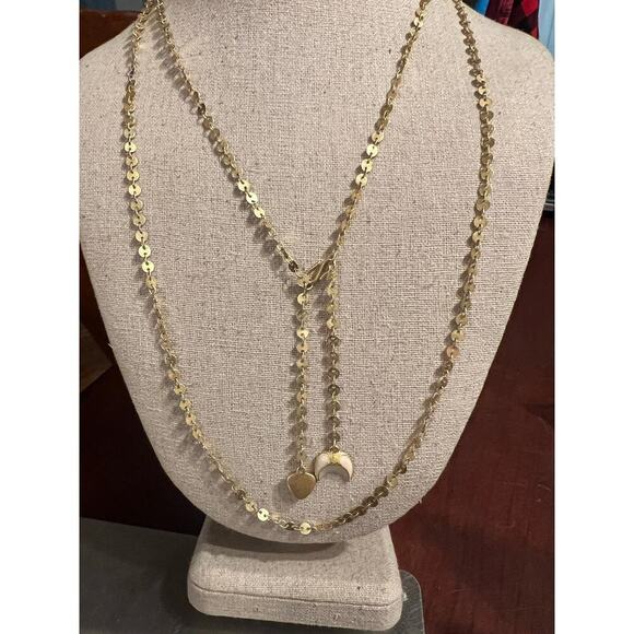 Stella & Dot Trevally Enamel Disk Chain Necklace in Gold Tone Adjustable Feminin - Picture 7 of 7